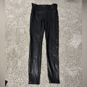 SPANX Black faux leather High-Waist Shaping Leggings